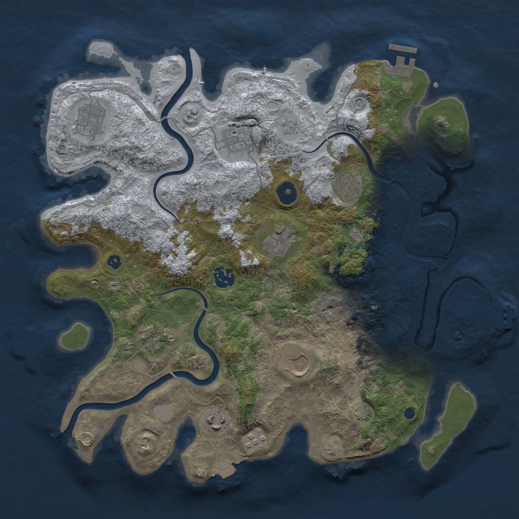 Rust Map: Procedural Map, Size: 3700, Seed: 4217103, 15 Monuments
