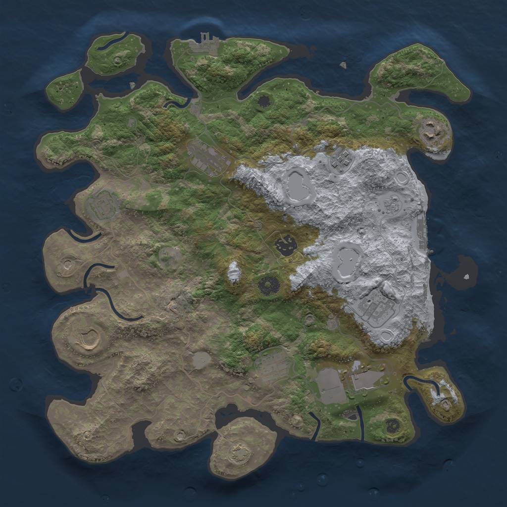 Rust Map: Procedural Map, Size: 3700, Seed: 3708017, 17 Monuments
