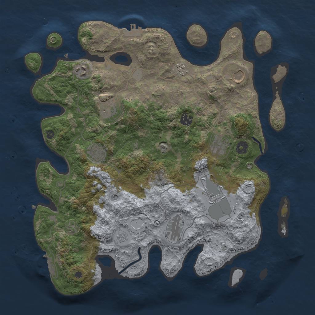 Rust Map: Procedural Map, Size: 3700, Seed: 1731788, 16 Monuments