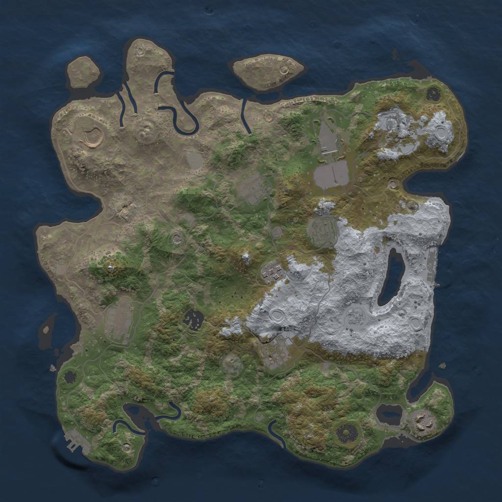 Rust Map: Procedural Map, Size: 3700, Seed: 4464151, 17 Monuments