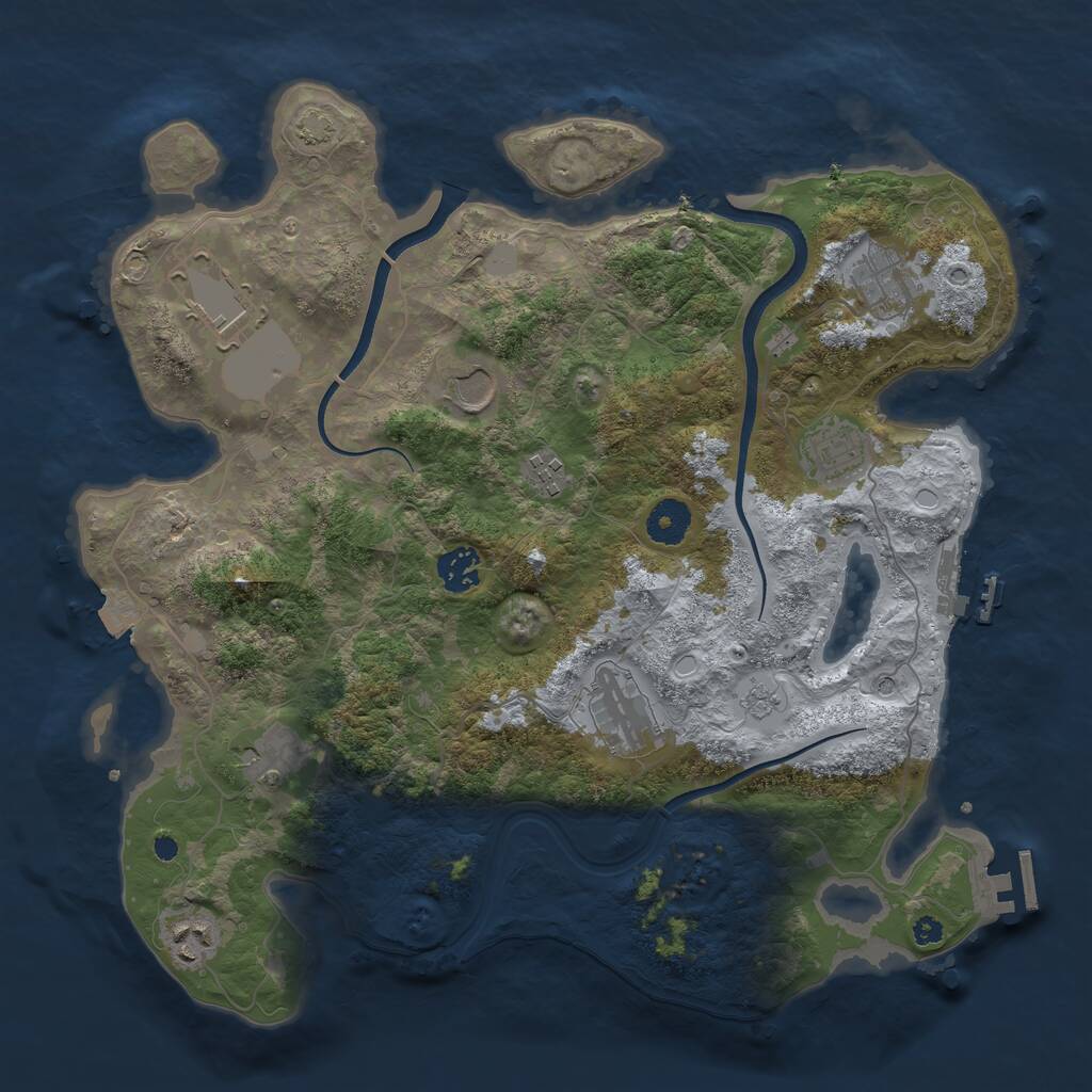 Rust Map: Procedural Map, Size: 3700, Seed: 4464151, 15 Monuments