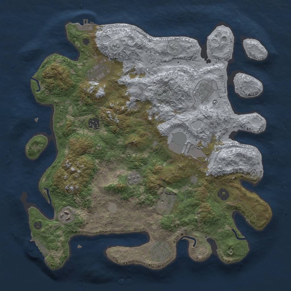 Rust Map: Procedural Map, Size: 3700, Seed: 1015852, 15 Monuments