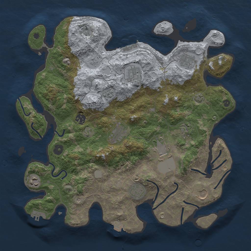 Rust Map: Procedural Map, Size: 3700, Seed: 4636076, 18 Monuments