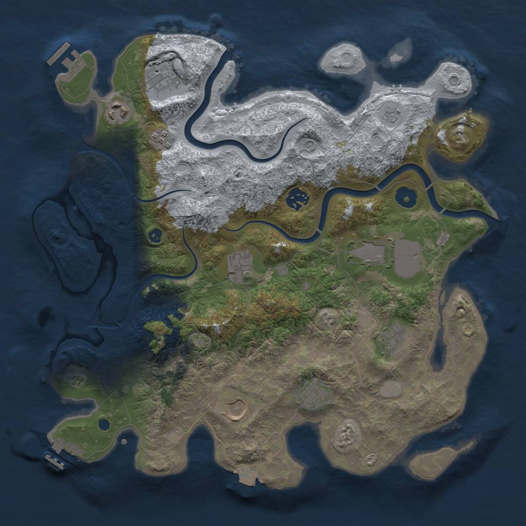 Rust Map: Procedural Map, Size: 3700, Seed: 4636076, 15 Monuments