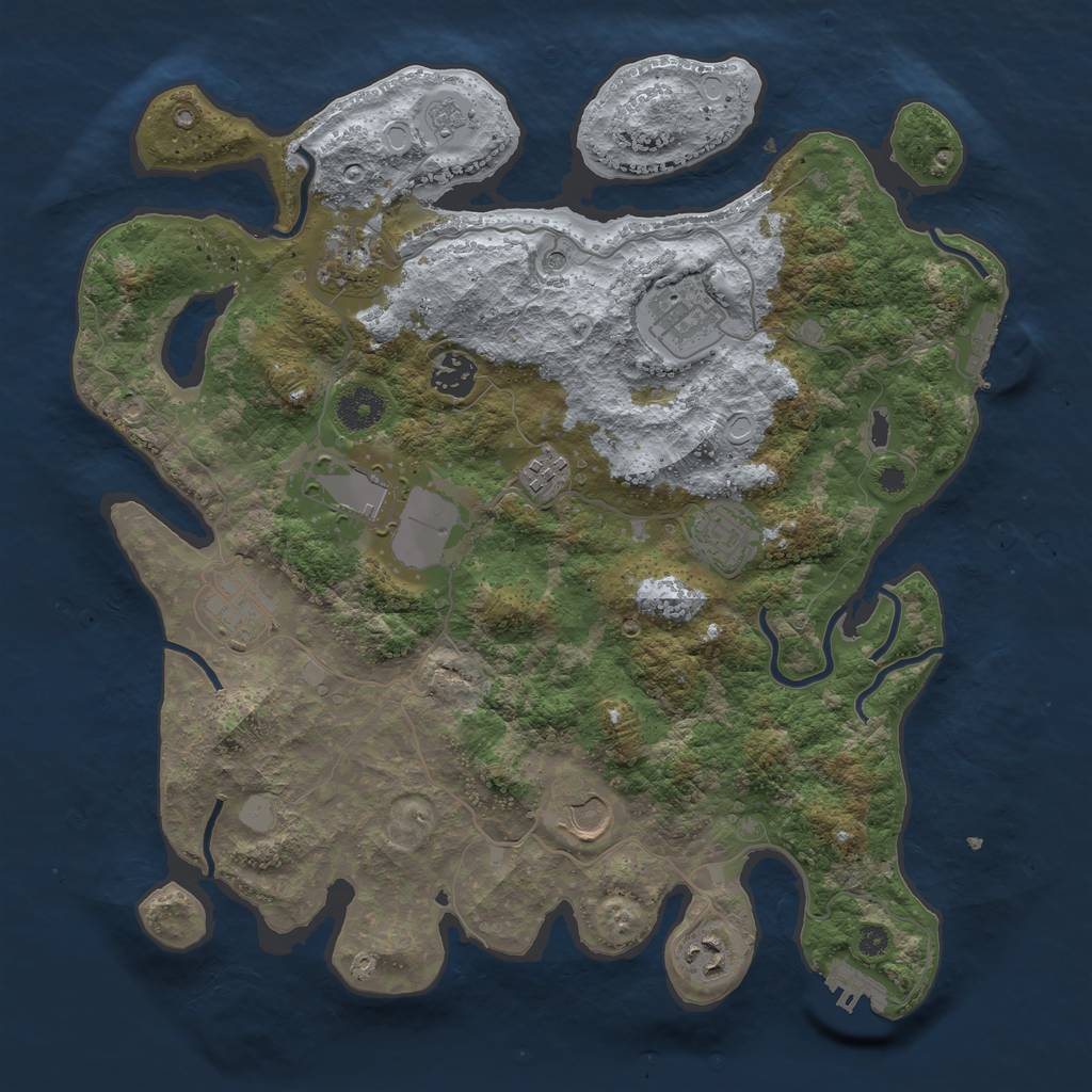 Rust Map: Procedural Map, Size: 3700, Seed: 2779142, 16 Monuments