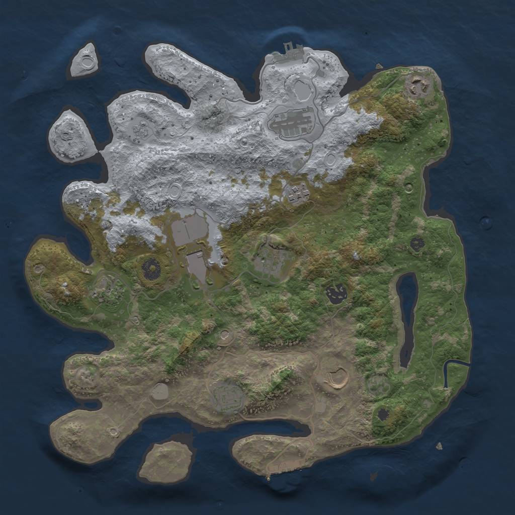 Rust Map: Procedural Map, Size: 3700, Seed: 3784391, 16 Monuments