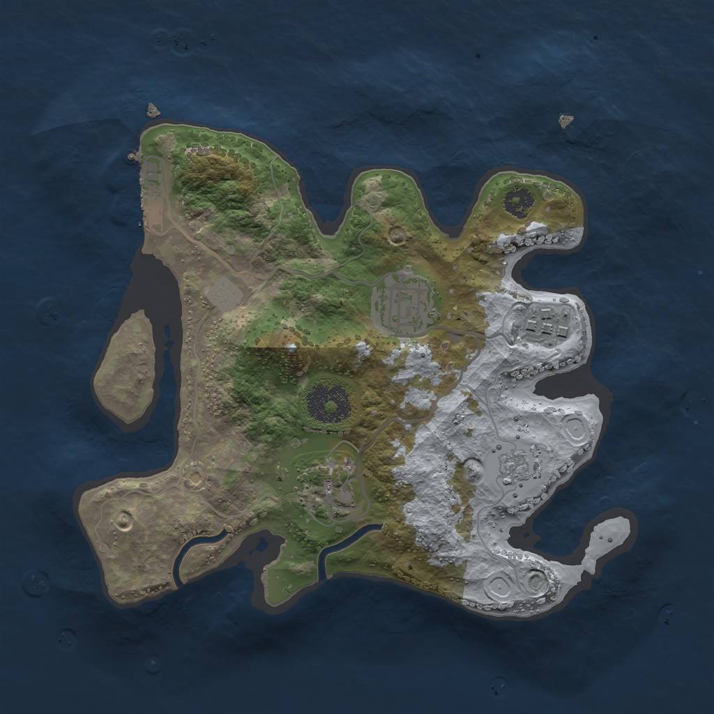 Rust Map: Procedural Map, Size: 2500, Seed: 692442, 8 Monuments