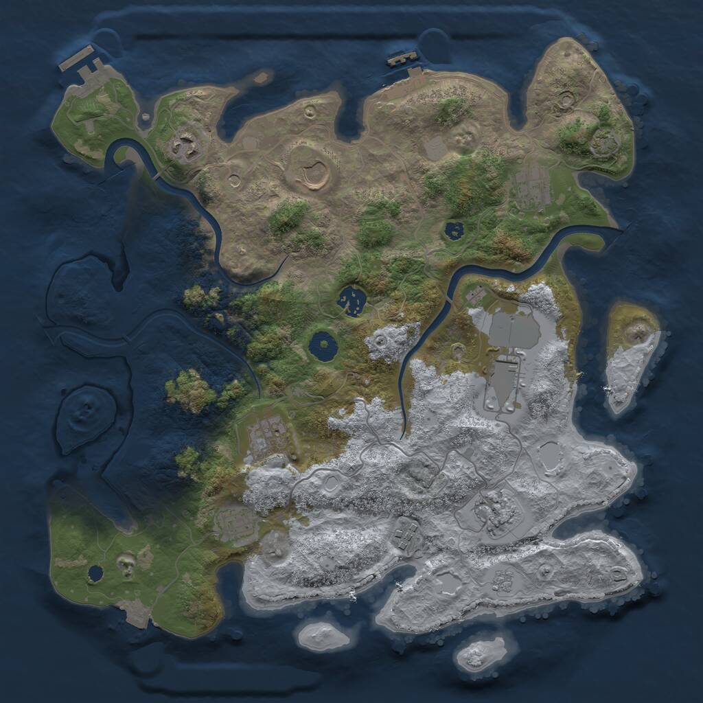 Rust Map: Procedural Map, Size: 3700, Seed: 1647437, 15 Monuments