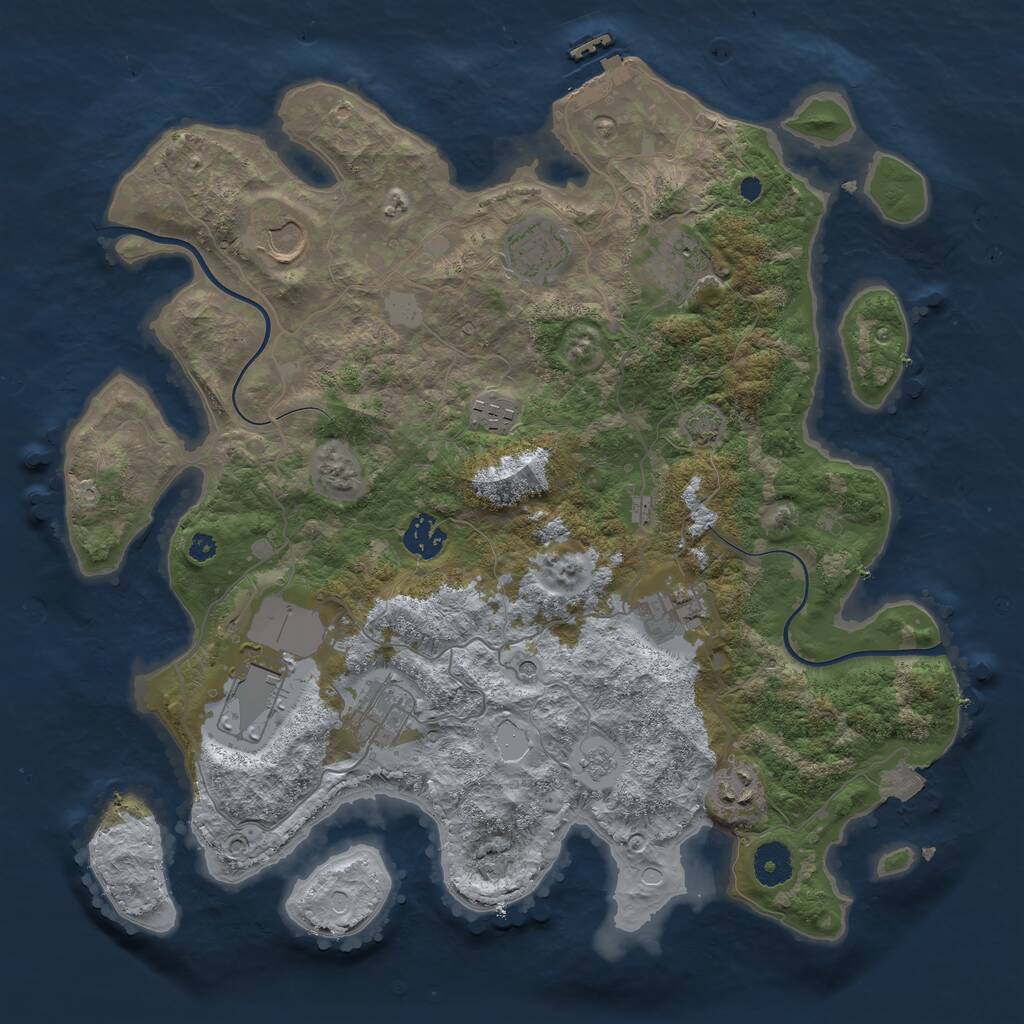 Rust Map: Procedural Map, Size: 3700, Seed: 3402139, 14 Monuments