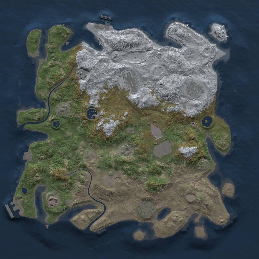 Rust Map: Procedural Map, Size: 3700, Seed: 3548960, 14 Monuments