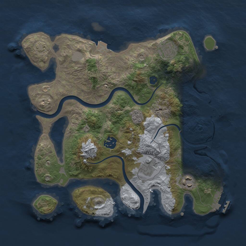 Rust Map: Procedural Map, Size: 3000, Seed: 418338, 10 Monuments