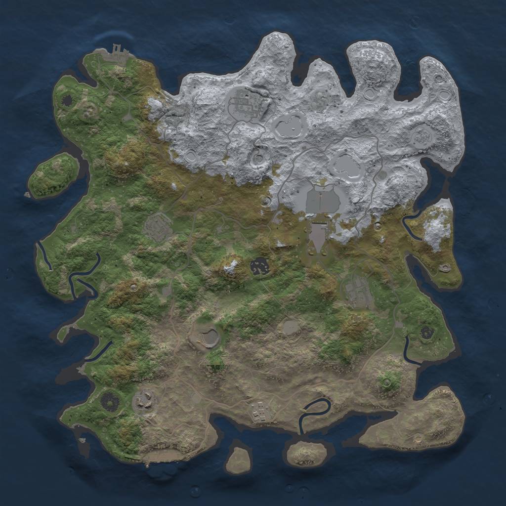Rust Map: Procedural Map, Size: 4000, Seed: 288587, 15 Monuments