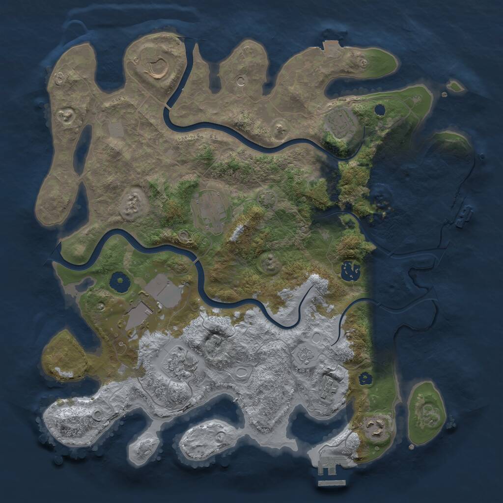 Rust Map: Procedural Map, Size: 3700, Seed: 297176, 14 Monuments