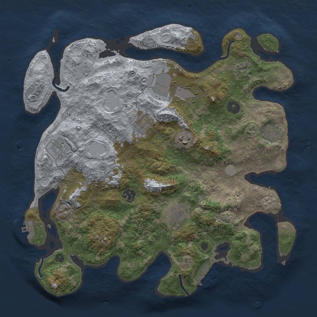 Rust Map: Procedural Map, Size: 3700, Seed: 3858919, 17 Monuments