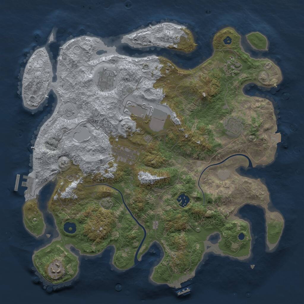 Rust Map: Procedural Map, Size: 3700, Seed: 3858919, 13 Monuments