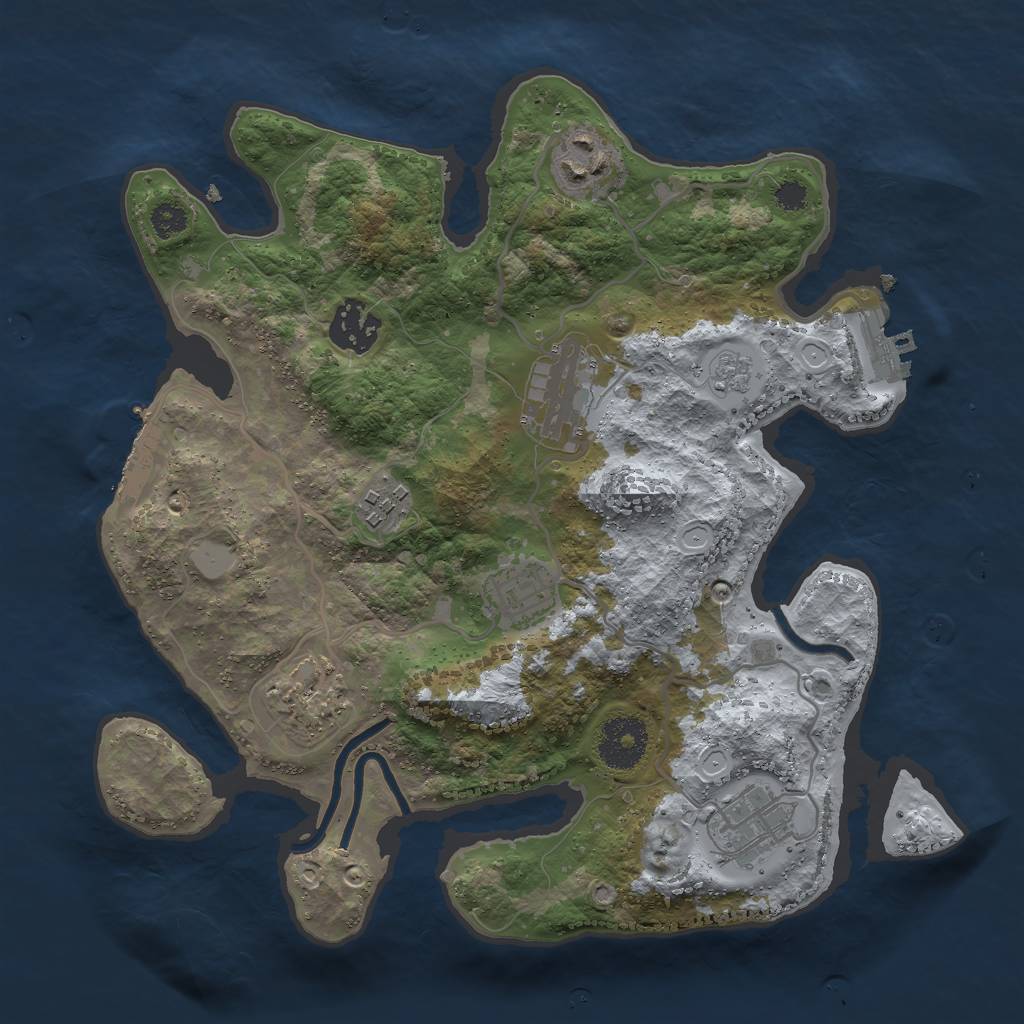 Rust Map: Procedural Map, Size: 3000, Seed: 479915, 13 Monuments