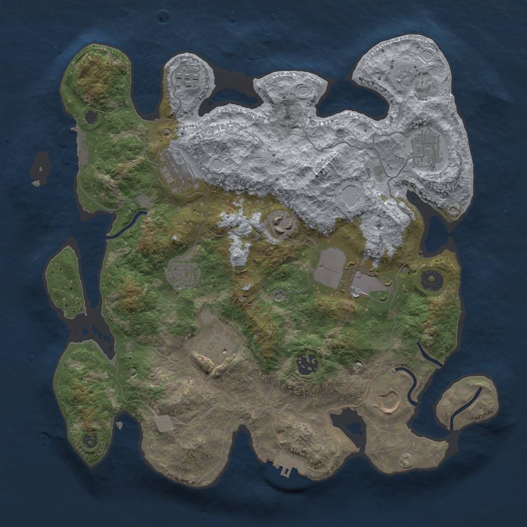 Rust Map: Procedural Map, Size: 3550, Seed: 442613, 16 Monuments