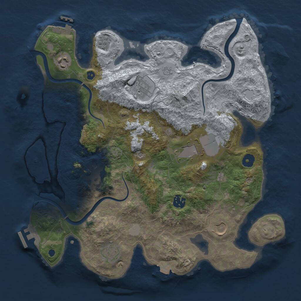 Rust Map: Procedural Map, Size: 3550, Seed: 442613, 14 Monuments