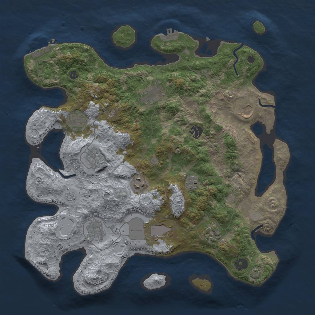 Rust Map: Procedural Map, Size: 3700, Seed: 1906018, 18 Monuments