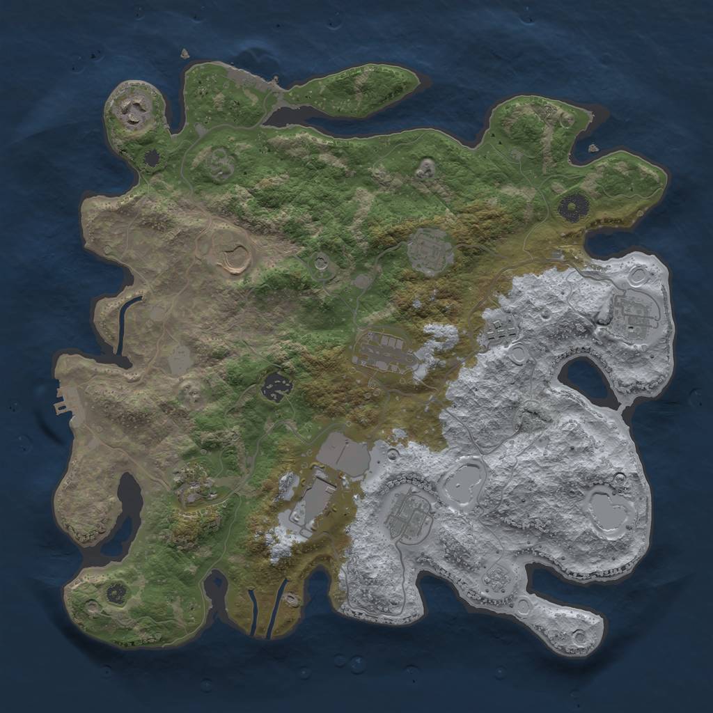 Rust Map: Procedural Map, Size: 3700, Seed: 3920670, 17 Monuments