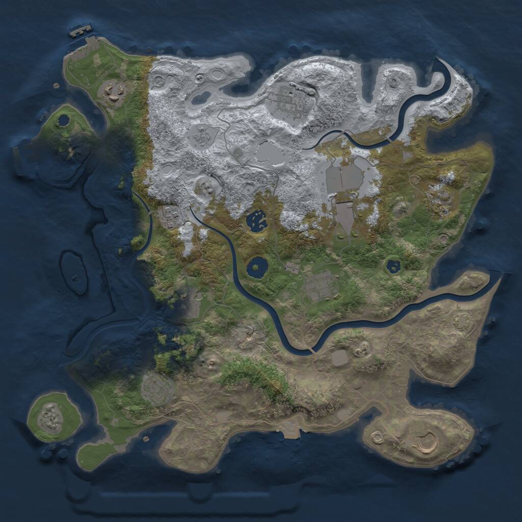 Rust Map: Procedural Map, Size: 3700, Seed: 326098, 16 Monuments