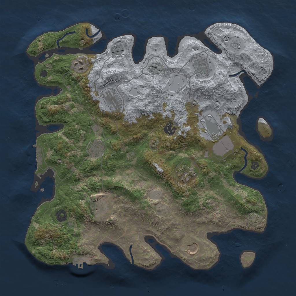 Rust Map: Procedural Map, Size: 3700, Seed: 1905464, 16 Monuments