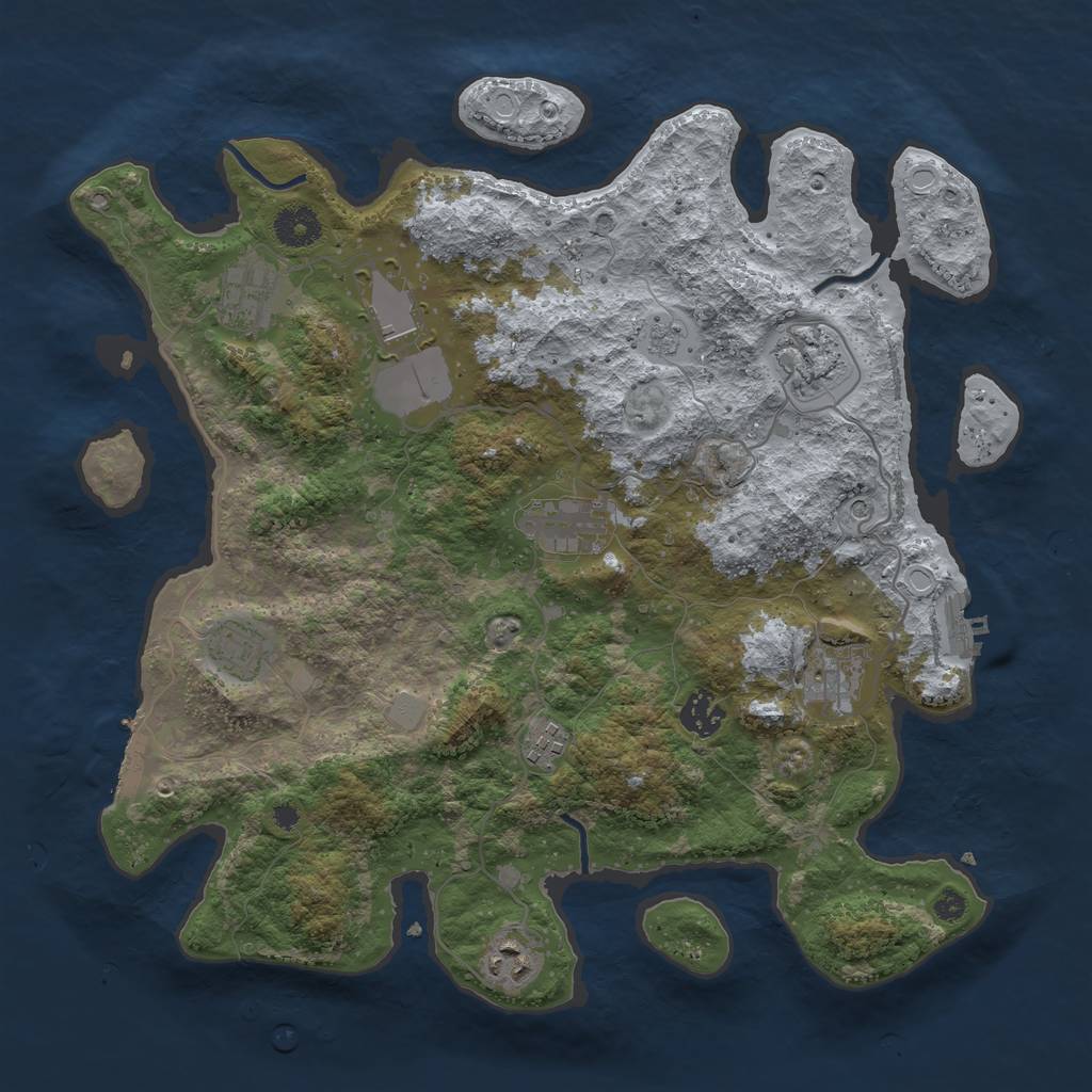 Rust Map: Procedural Map, Size: 3700, Seed: 3733717, 16 Monuments