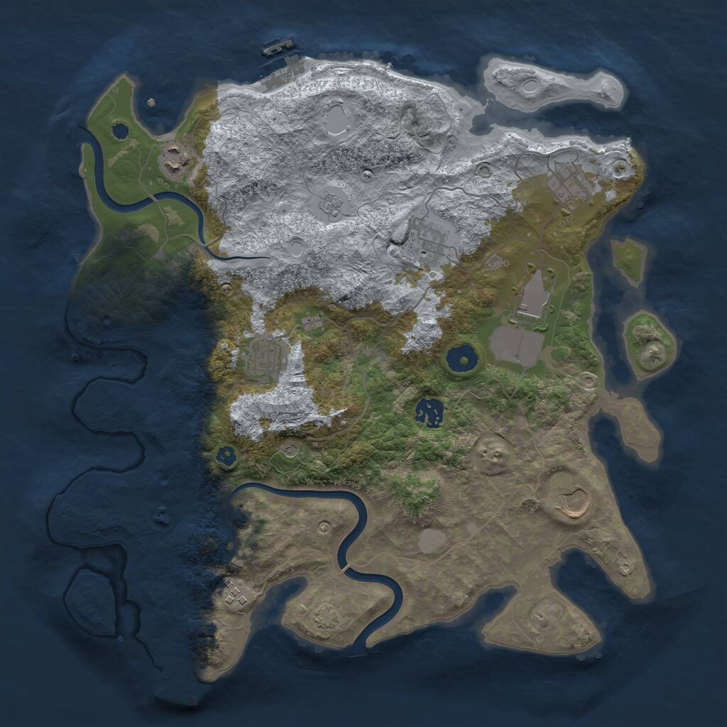 Rust Map: Procedural Map, Size: 3700, Seed: 3518302, 14 Monuments