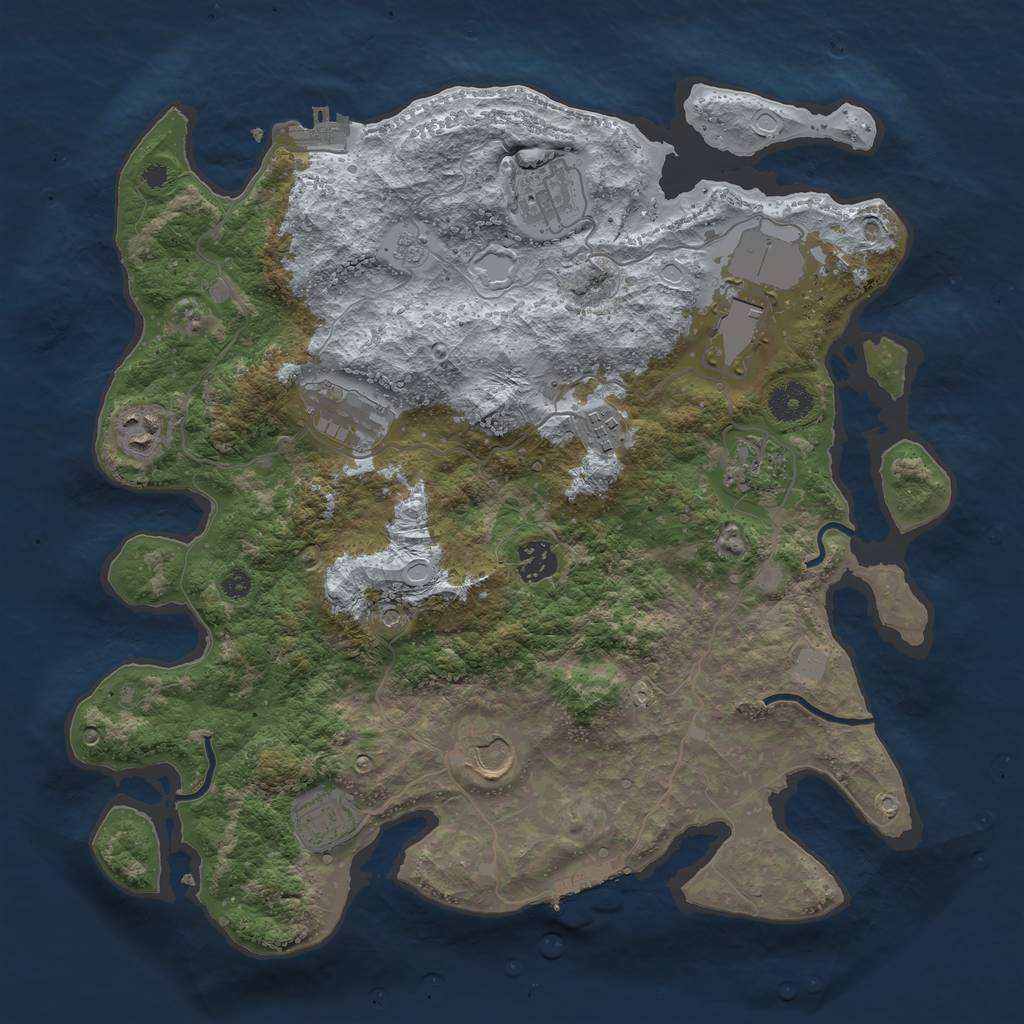 Rust Map: Procedural Map, Size: 3700, Seed: 3518302, 16 Monuments