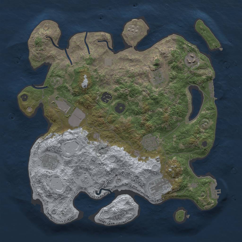 Rust Map: Procedural Map, Size: 3500, Seed: 16189128, 15 Monuments