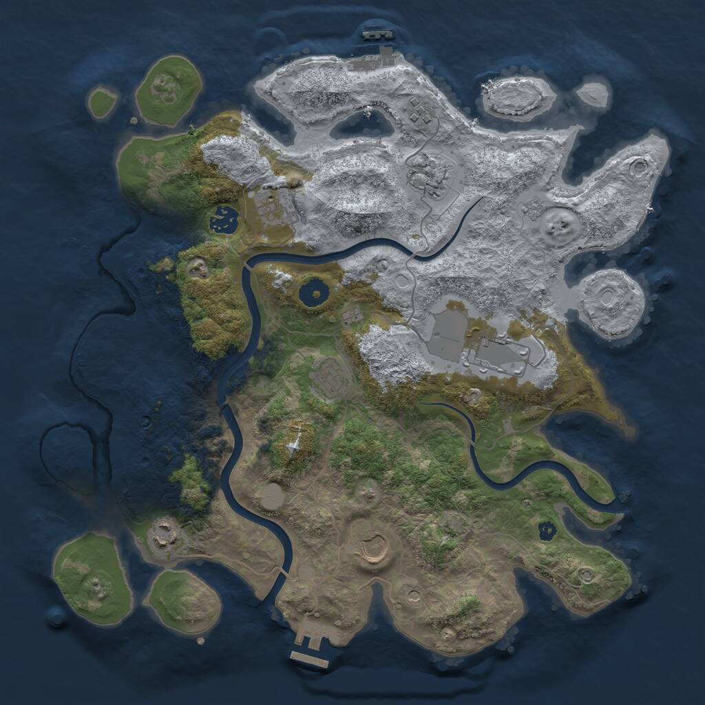 Rust Map: Procedural Map, Size: 3700, Seed: 3448700, 14 Monuments