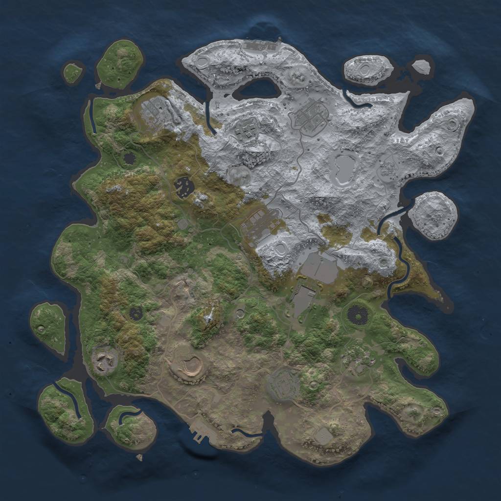 Rust Map: Procedural Map, Size: 3700, Seed: 3448700, 17 Monuments