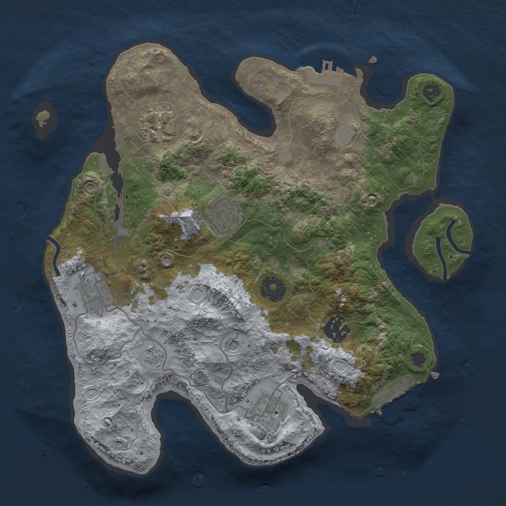 Rust Map: Procedural Map, Size: 3000, Seed: 653891, 12 Monuments