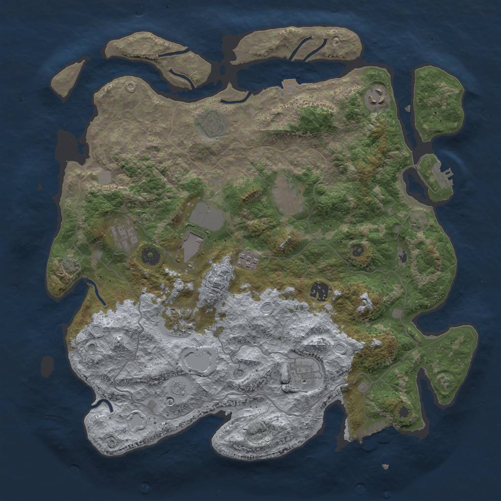 Rust Map: Procedural Map, Size: 4000, Seed: 872984, 17 Monuments