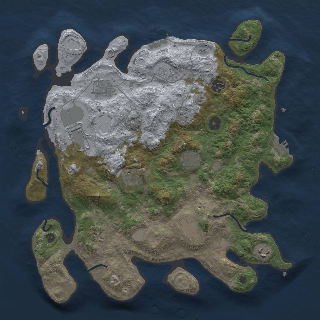 Rust Map: Procedural Map, Size: 3700, Seed: 2747474, 16 Monuments