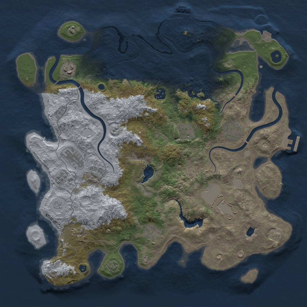 Rust Map: Procedural Map, Size: 4000, Seed: 43729803, 15 Monuments
