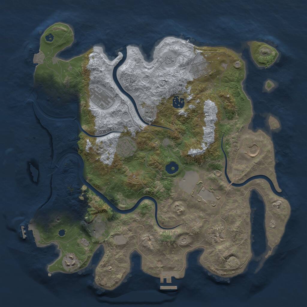 Rust Map: Procedural Map, Size: 3700, Seed: 2404272, 16 Monuments