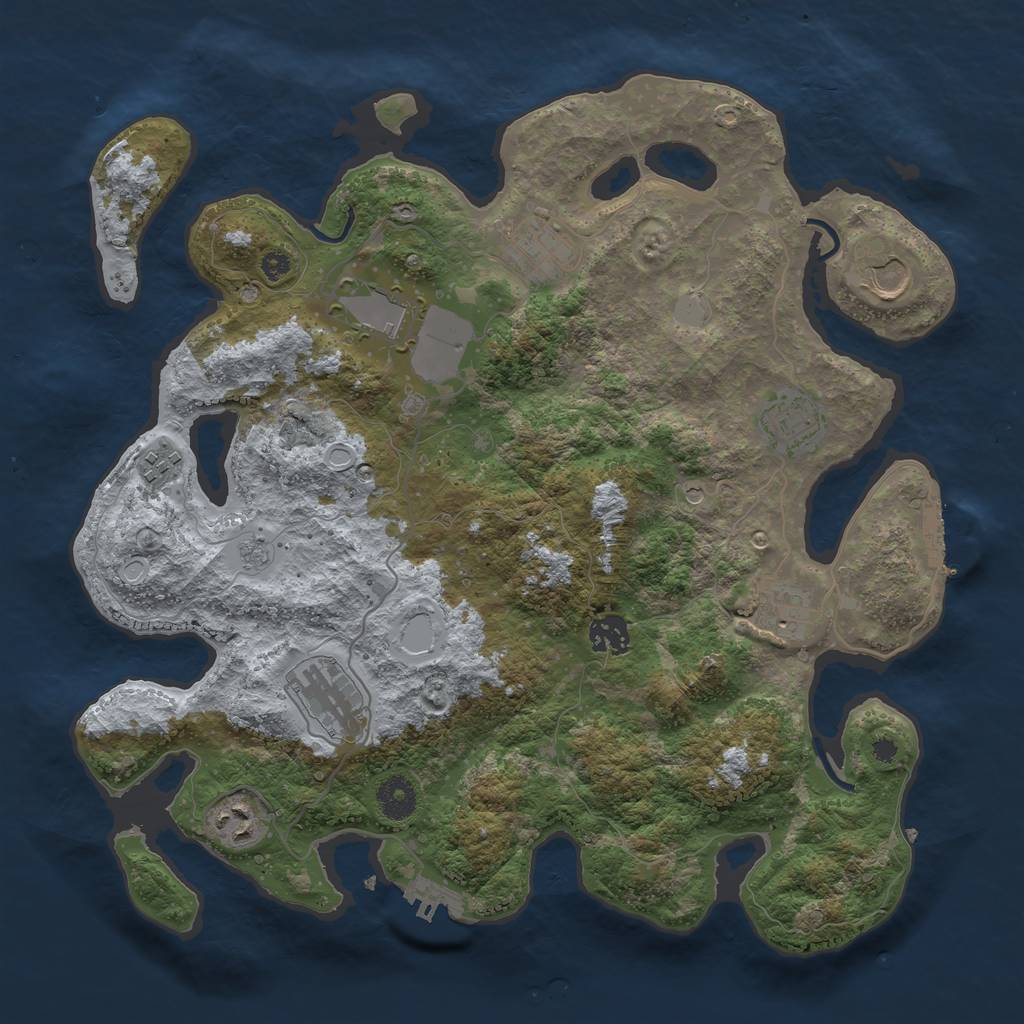 Rust Map: Procedural Map, Size: 3700, Seed: 3159859, 16 Monuments