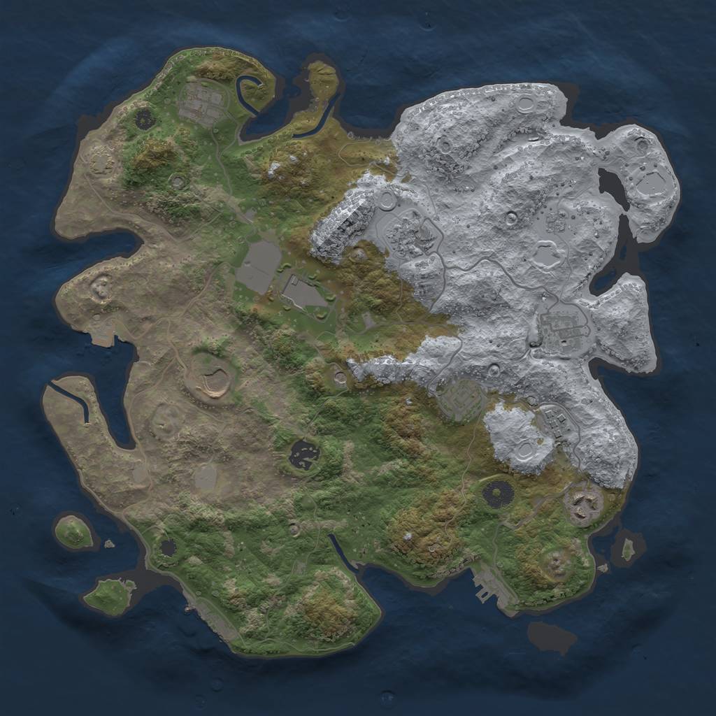 Rust Map: Procedural Map, Size: 3700, Seed: 2581628, 17 Monuments