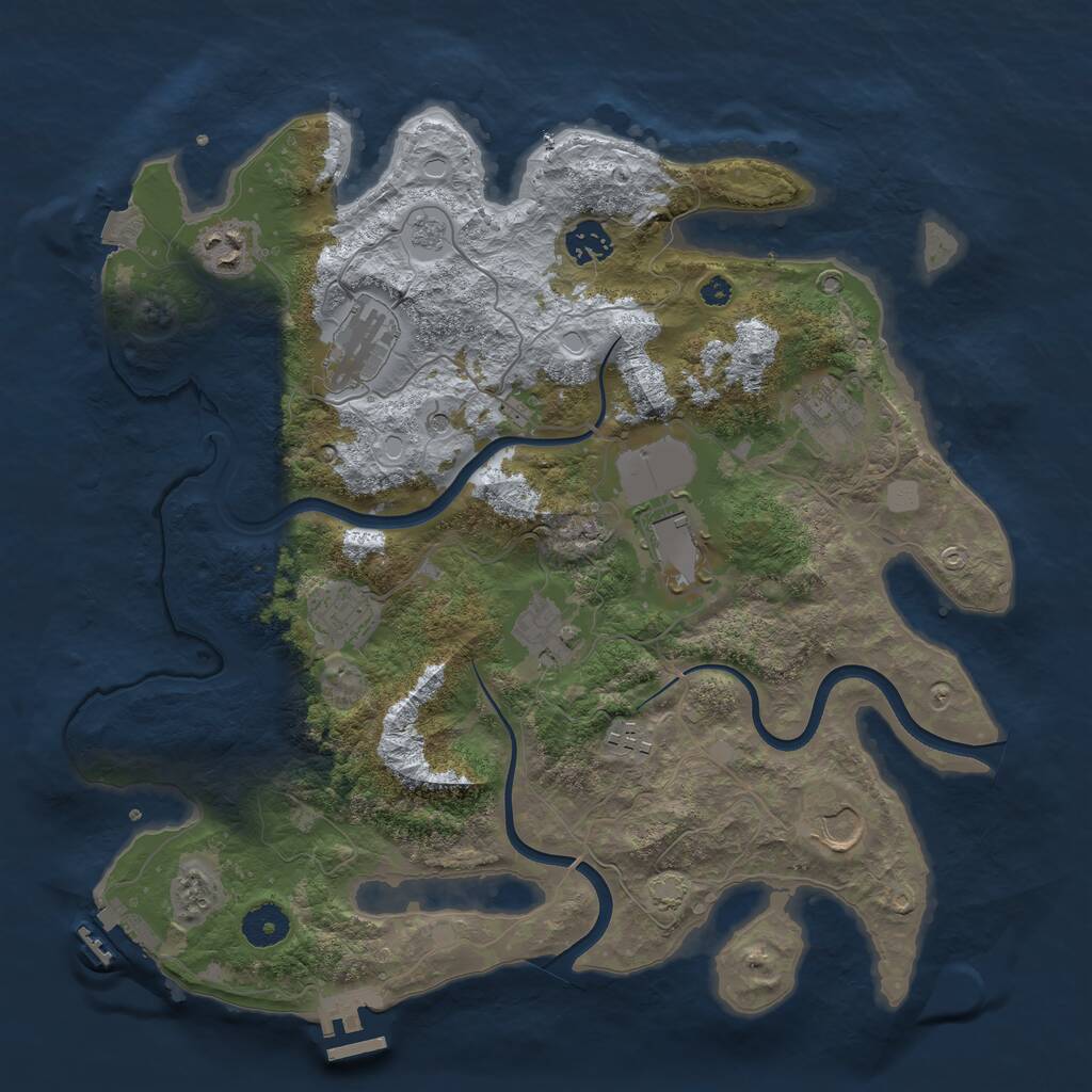 Rust Map: Procedural Map, Size: 3700, Seed: 1449909, 15 Monuments