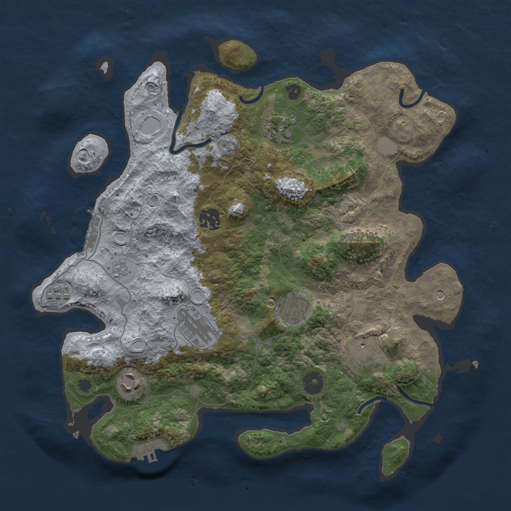 Rust Map: Procedural Map, Size: 3497, Seed: 4803925, 14 Monuments