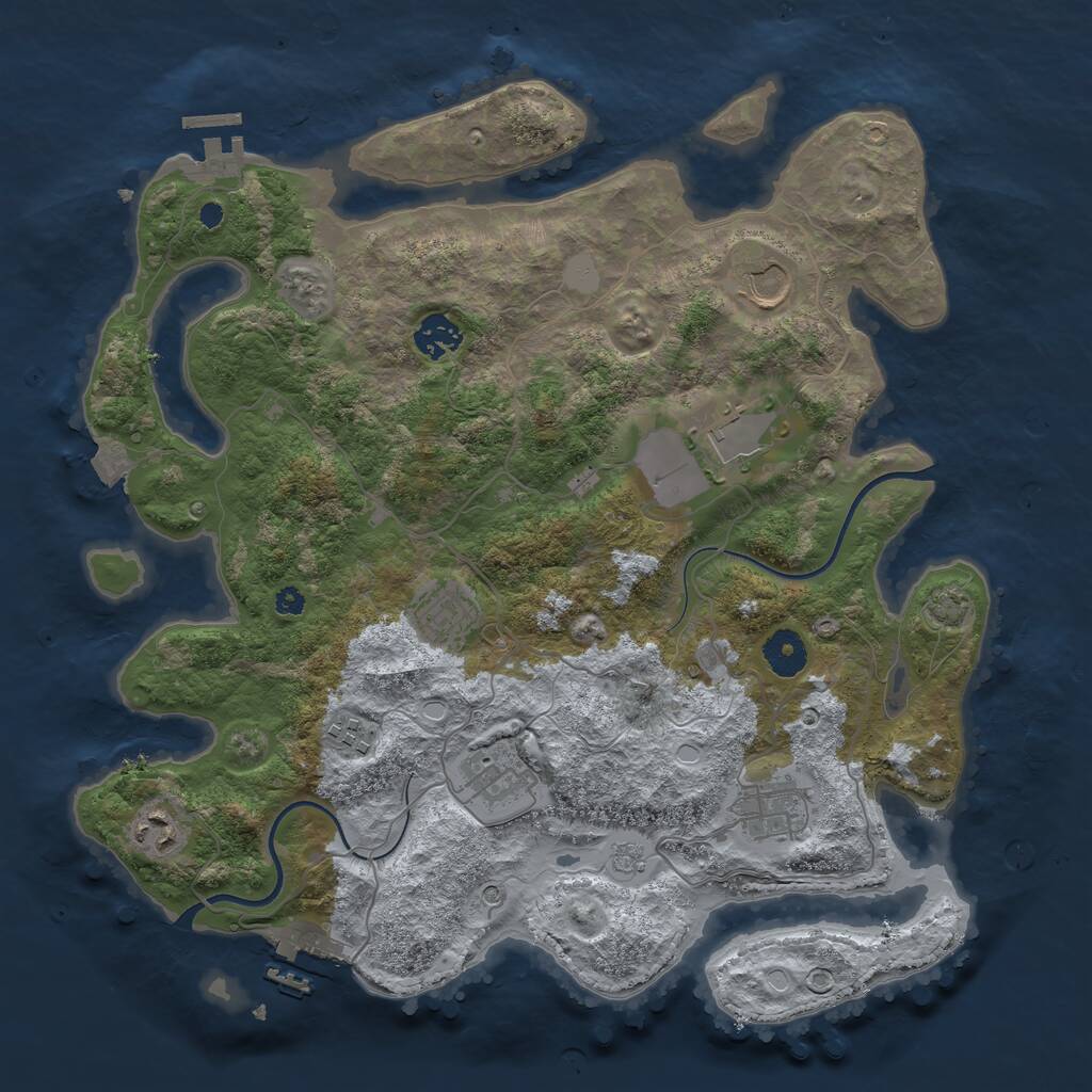 Rust Map: Procedural Map, Size: 3700, Seed: 5041773, 14 Monuments