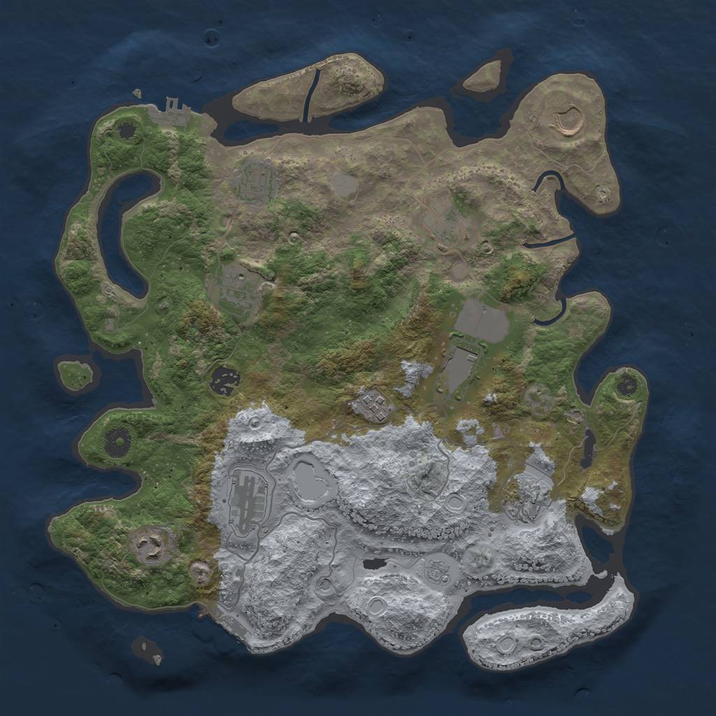 Rust Map: Procedural Map, Size: 3700, Seed: 5041773, 17 Monuments