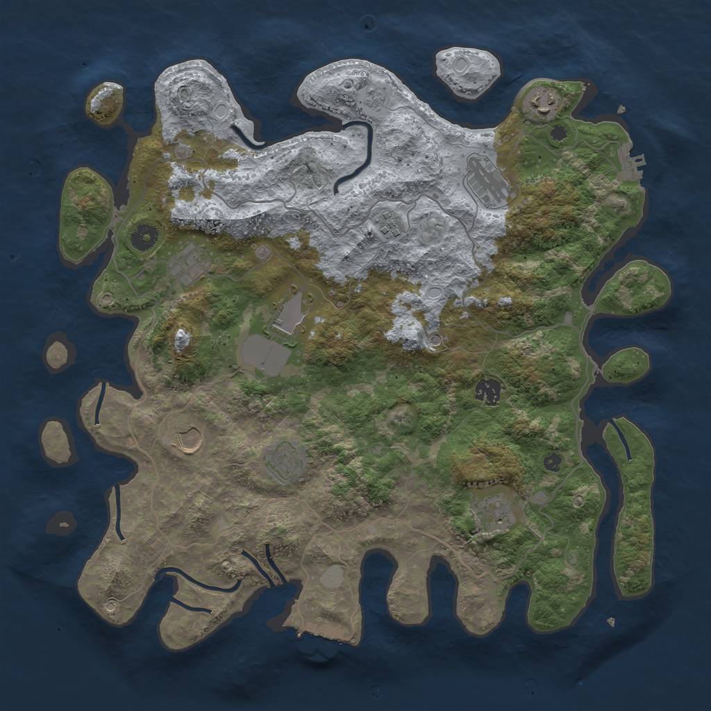 Rust Map: Procedural Map, Size: 4000, Seed: 147872, 16 Monuments