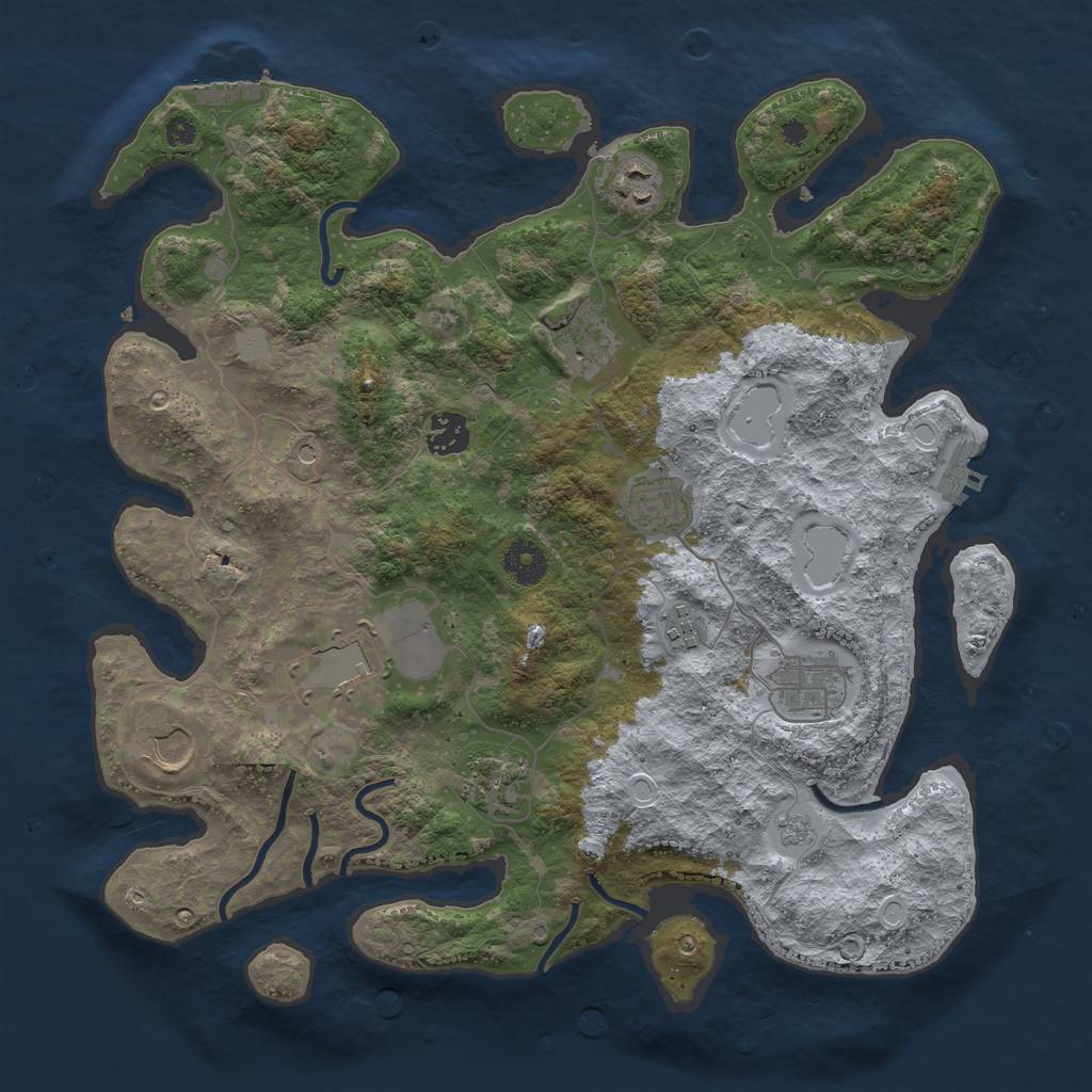 Rust Map: Procedural Map, Size: 3700, Seed: 4040063, 16 Monuments