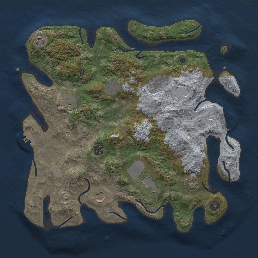 Rust Map: Procedural Map, Size: 3700, Seed: 4738958, 16 Monuments