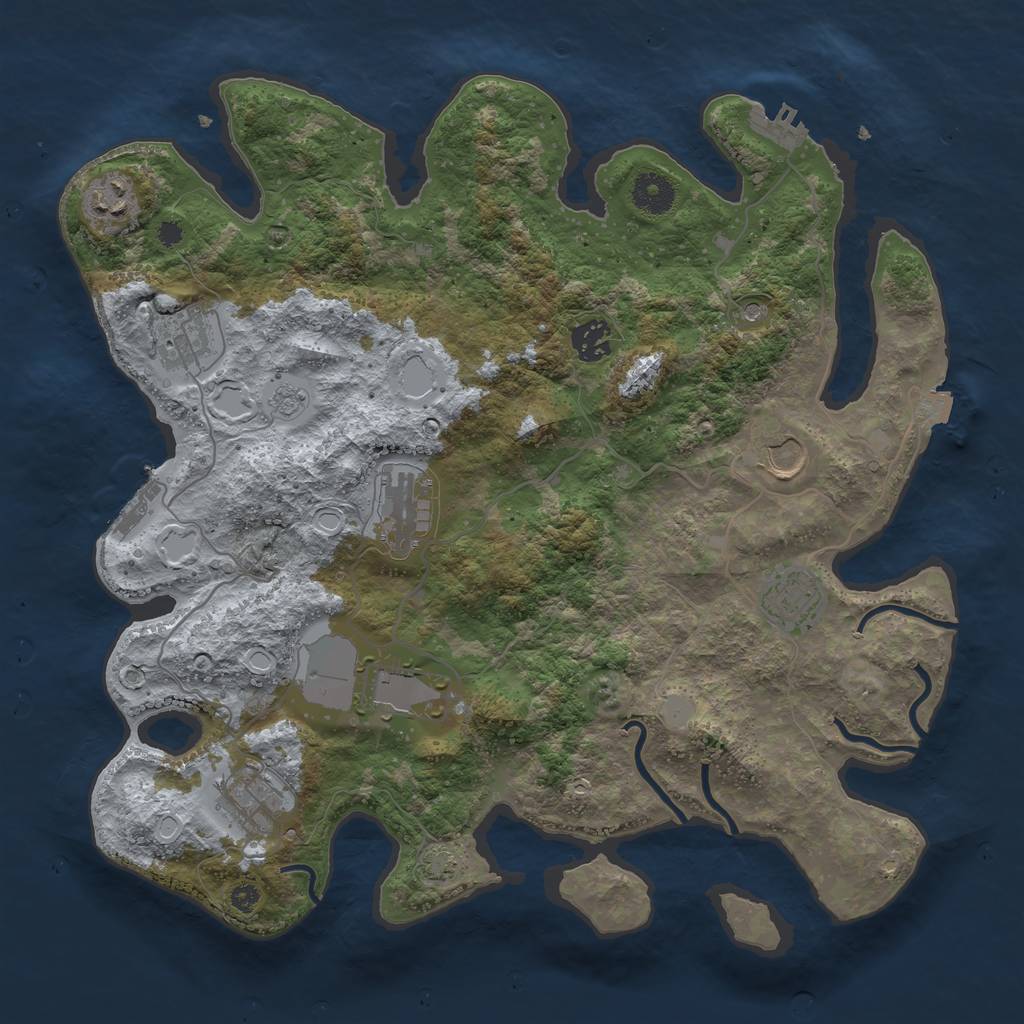 Rust Map: Procedural Map, Size: 3700, Seed: 3199648, 16 Monuments