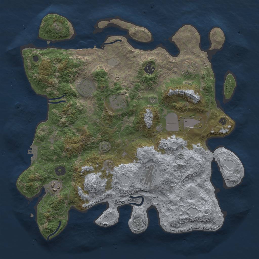 Rust Map: Procedural Map, Size: 3700, Seed: 4486159, 16 Monuments