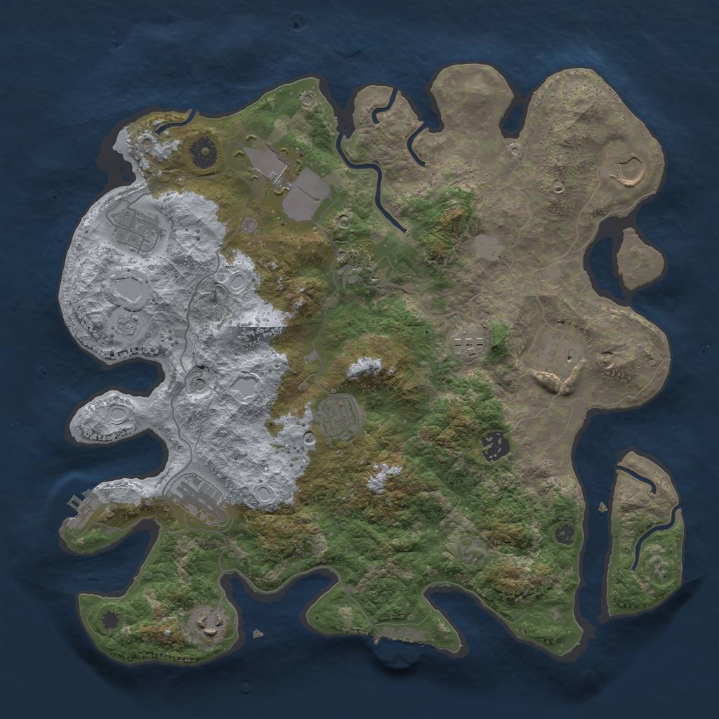 Rust Map: Procedural Map, Size: 3700, Seed: 5082259, 17 Monuments