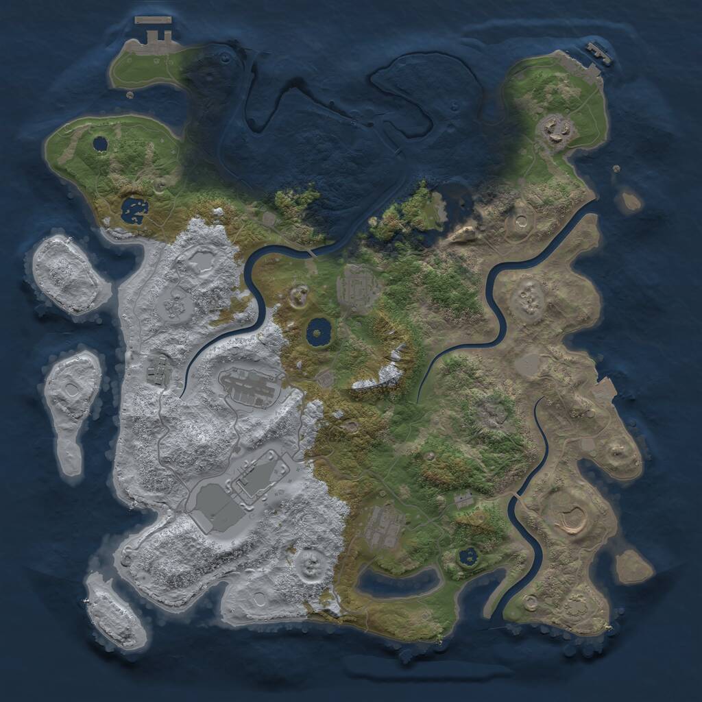 Rust Map: Procedural Map, Size: 3850, Seed: 1018807989, 15 Monuments